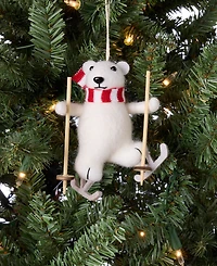 Holiday Lane Tiny Tidings Skiing Bear Ornament, Macy's Exclusive