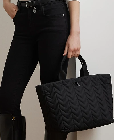 Lauren Ralph Quilted Extra Large Stevie Zip Tote Bag