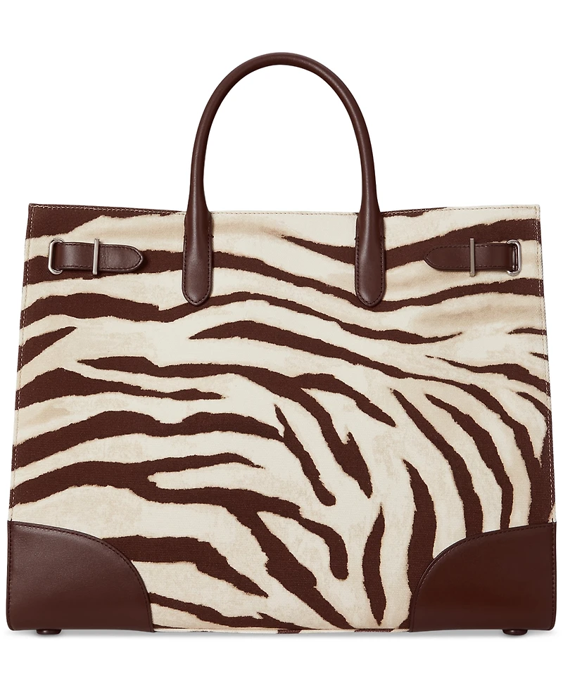 Lauren Ralph Lauren Zebra-Print Canvas Extra Large Devyn Tote Bag
