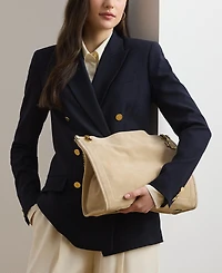 Lauren Ralph Bradley Large Suede Shopper Tote Bag