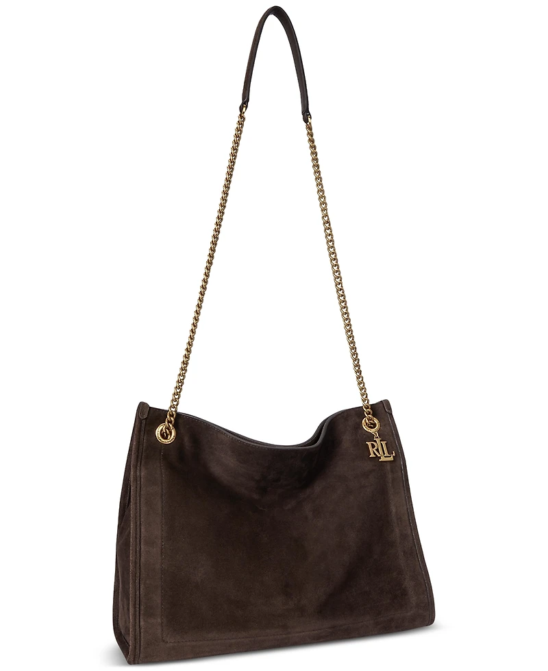 Lauren Ralph Suede Large Bradley Shopper Tote Bag