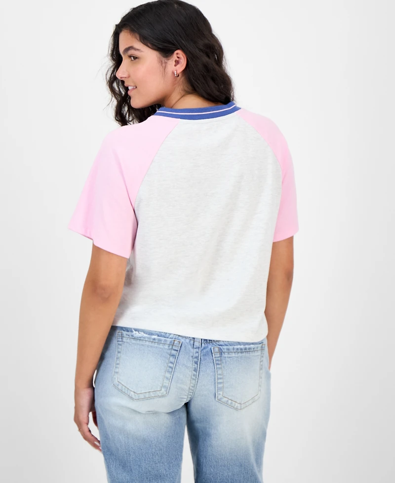 Love Tribe Juniors' Snoopy Tennis V-Neck T-Shirt