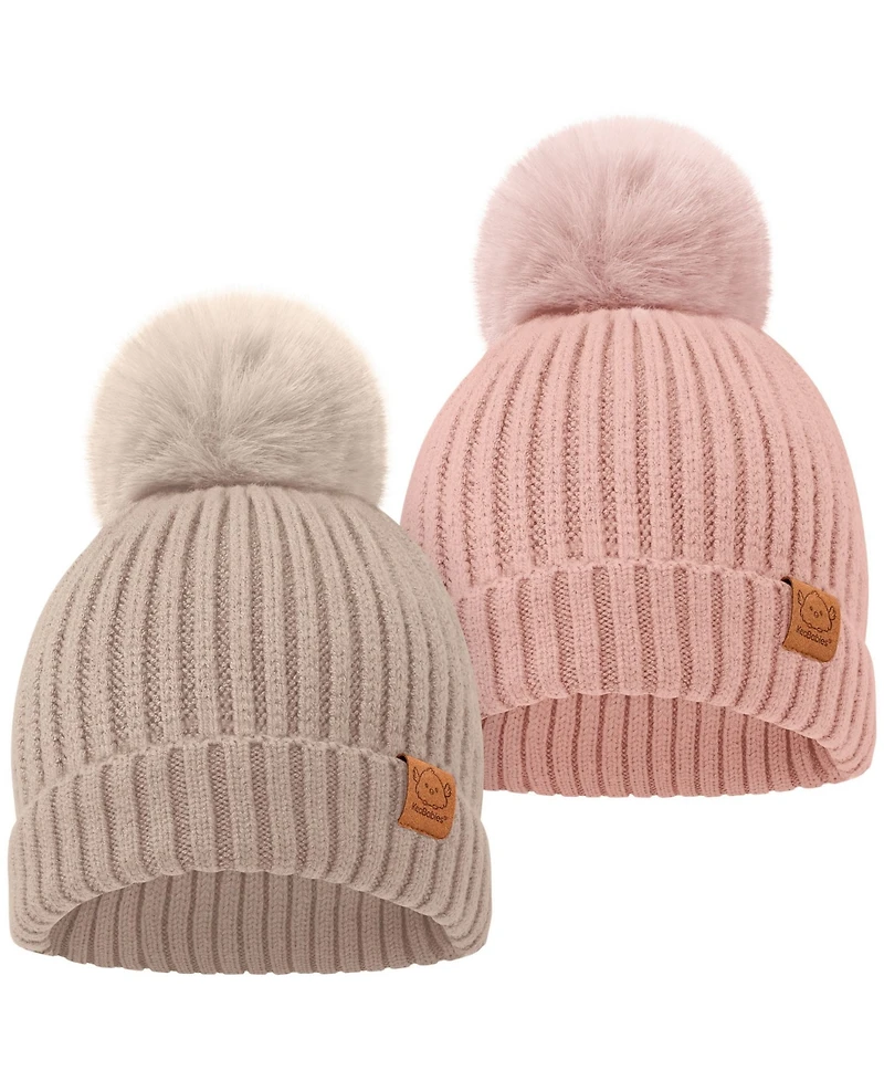 KeaBabies 2pk Baby Hats, Beanies, Newborn Hats for Girls, Boys, Winter Hat, 0-6 Months Infant Hat