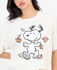 Love Tribe Juniors' Autumn Dancing Snoopy T-Shirt