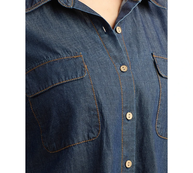 Bcx Juniors' Washed Denim Button-Front Shirt