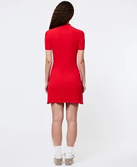 French Connection Women's Ribbed Polo-Collar Mini Dress