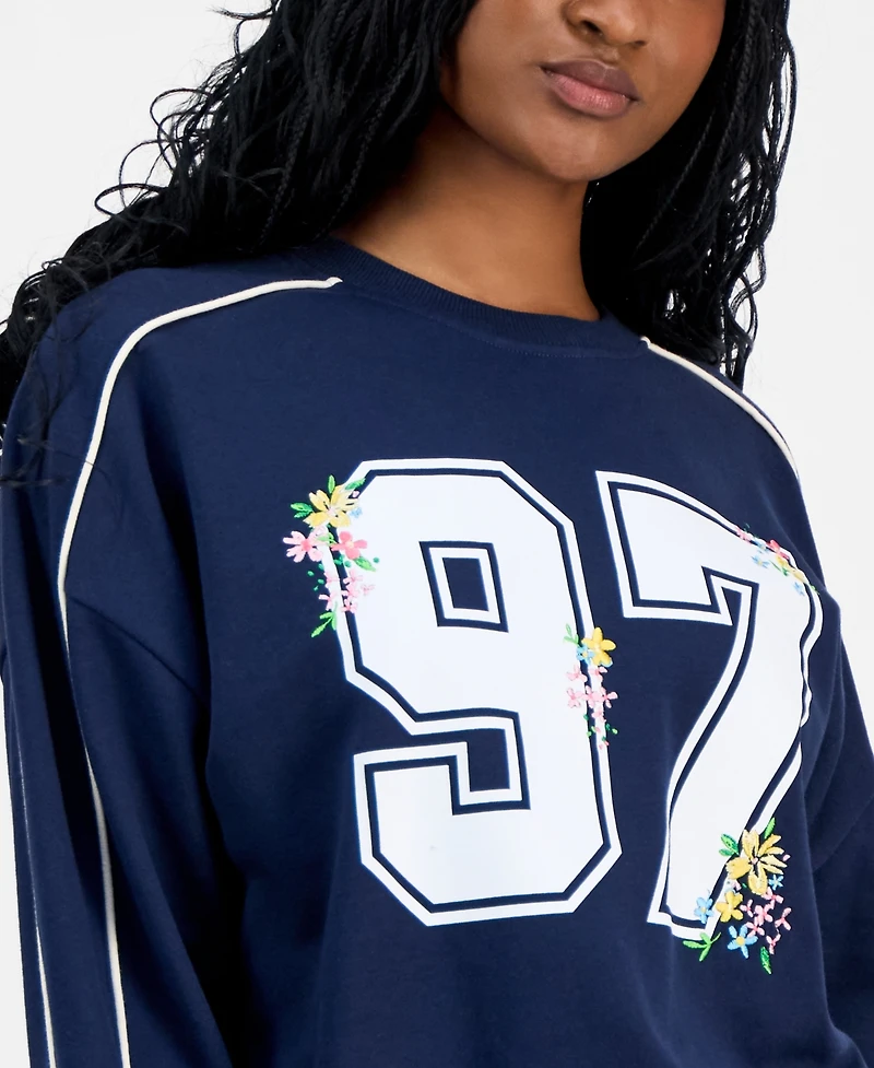 Rebellious One Juniors' 97 Blossom Crewneck Sweatshirt
