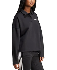 adidas Women's Essentials Linear Fleece Polo Sweatshirt