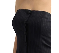 Bcx Juniors' Chalk Stripe Strapless Suit Vest Top