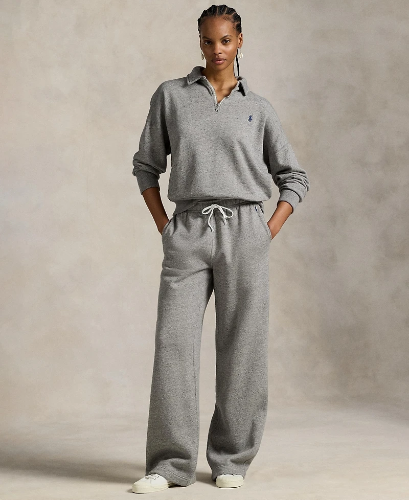 Polo Ralph Lauren Women's Drawstring Fleece Wide-Leg Sweatpant