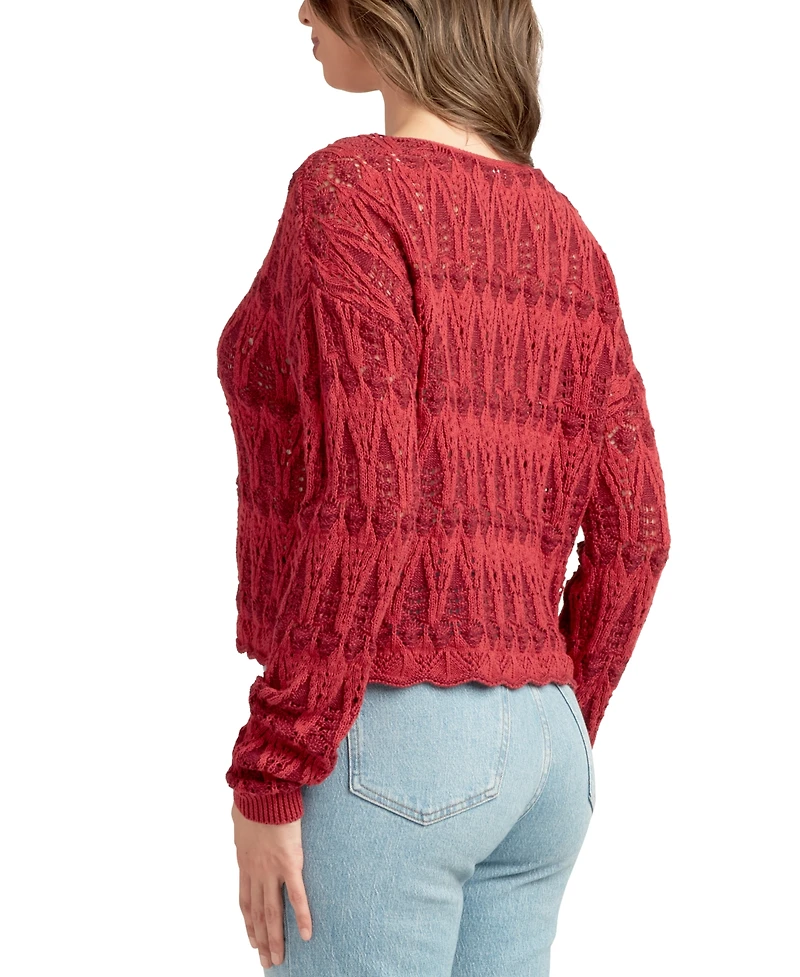 Bcx Juniors' Pullover V-Neck Pointelle Sweater