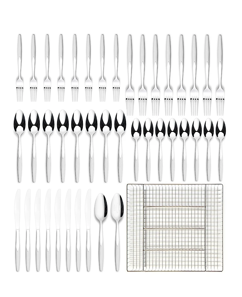 Ornative Anona 42-Pc. Flatware Set with Wire Caddy, Service for 8