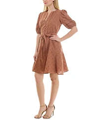 Taylor Women's Cotton Eyelet Puff-Sleeve Fit & Flare Dress
