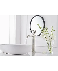 Waterfall Single Hole Handle Bathroom Vessel Sink Faucet With Pop Up Drain Matte Black