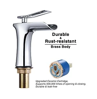 Aquaterior Wall Mount Ceramic Sink w/ Modern Bathroom Faucet Waterfall Spout
