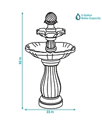 Sunnydaze Decor 45" H Outdoor Arcade 2-Tier Solar Water Fountain with Battery Backup and Led Light