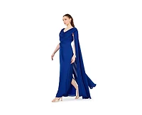 Amri Women's Cowl Neck Flare Sleeved A-line Gown