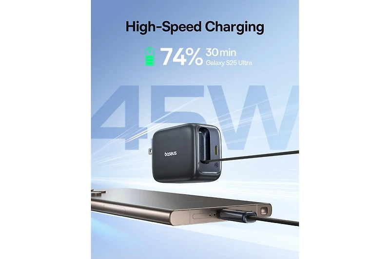 Baseus Enercore with Single Retractable Usb-c Cable Charger 45W