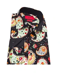 Elie Balleh Big Boys Black Slim Fit Paisley Dress Shirt