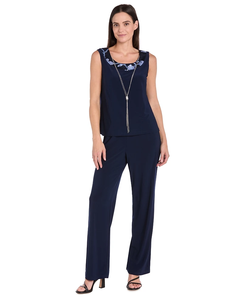 R & M Richards Petite Floral Jacket, Tank Top Pants Set