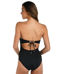 La Blanca Women's Island Goddess Tummy-Control Shirred Bandeau One-Piece Swimsuit
