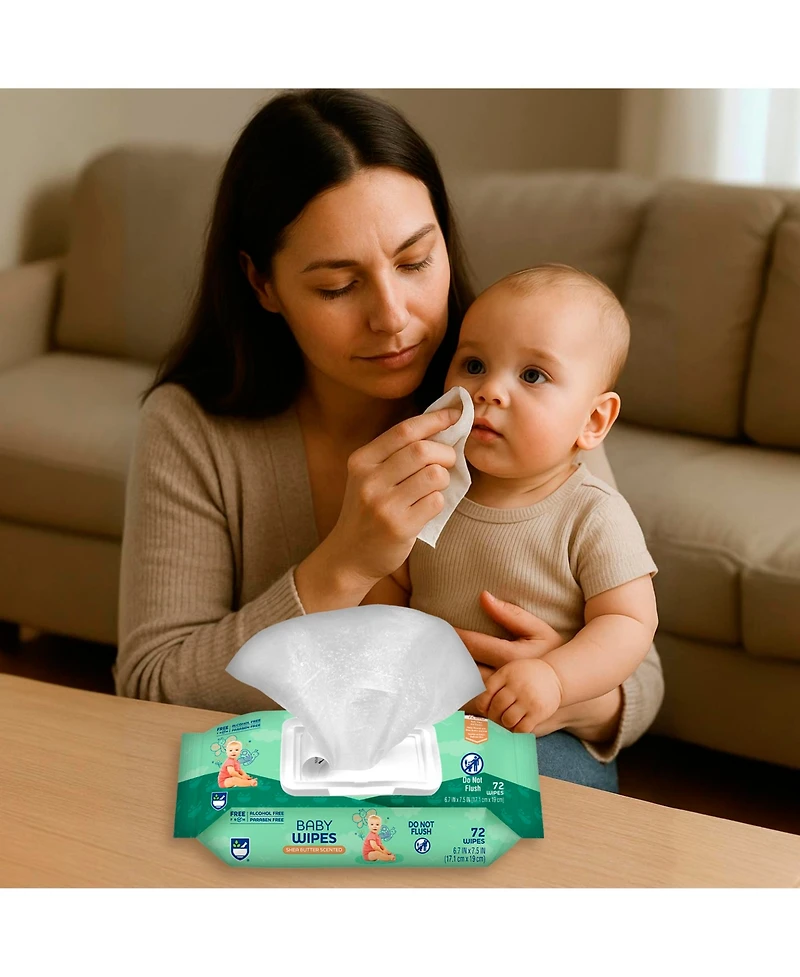 Pursonic Baby Wipes Aloe Vera & Shea Butter Infused | 99% Water-Based | Resealable Pack for Sensitive Skin