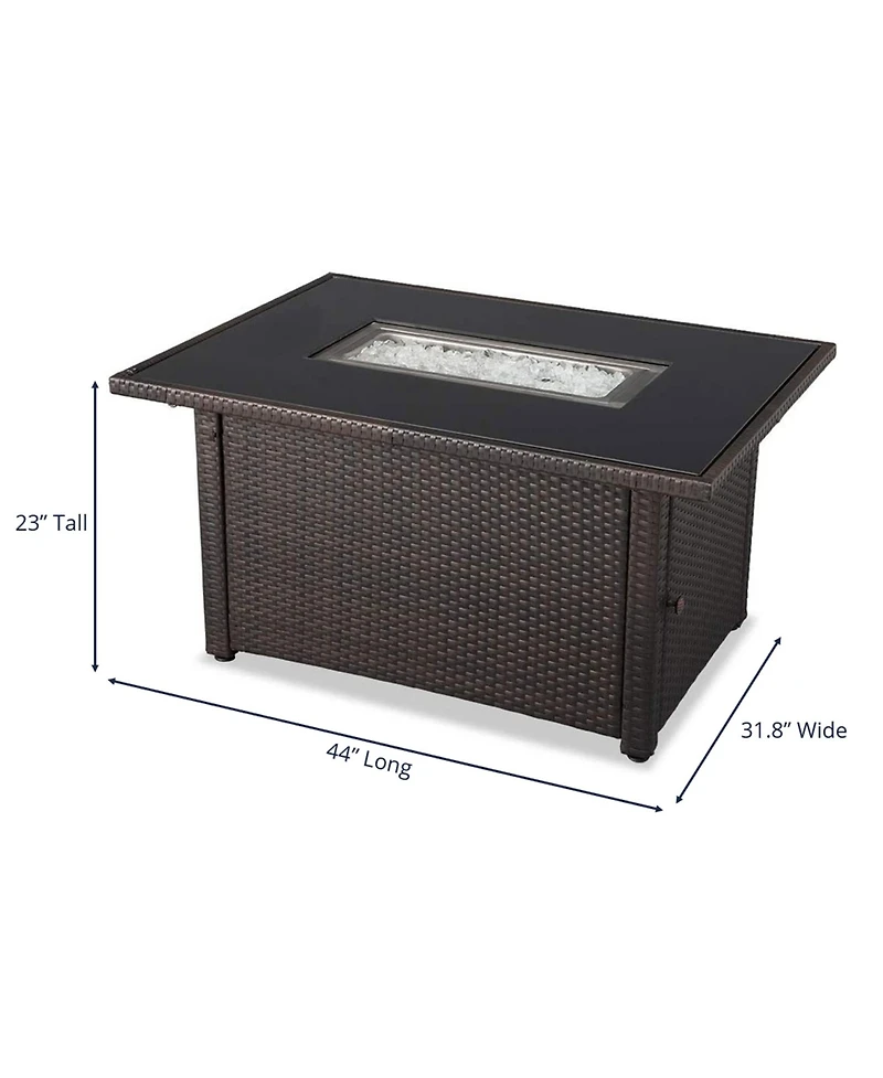 Endless Summer 40,000 Btu Rectangular Lp Gas Outdoor Fire Pit Table, Brown/Black