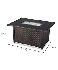 Endless Summer 40,000 Btu Rectangular Lp Gas Outdoor Fire Pit Table, Brown/Black