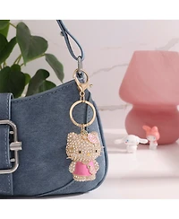 Sally Rose Hello Kitty Pink Keychain Official License, Multicolored Pave Crystal Sanrio Keychain with Lobster Clip