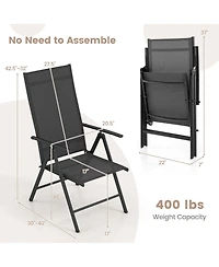 Gymax 4PCS Patio Folding Dining Chair w/ 7-Level Adjustable High Backrest for Garden