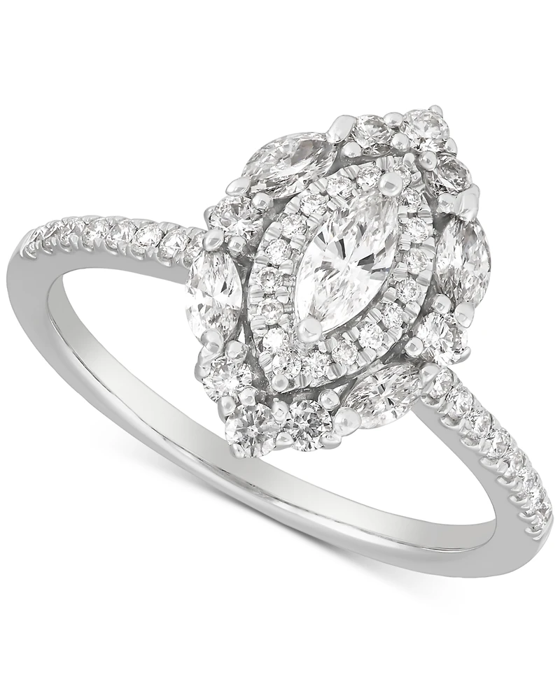 Diamond Marquise Double Halo Engagement Ring (3/4 ct. t.w.) in 14k White Gold