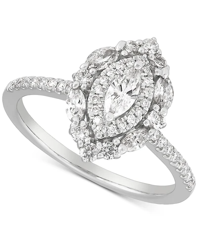 Diamond Marquise Double Halo Engagement Ring (3/4 ct. t.w.) in 14k White Gold