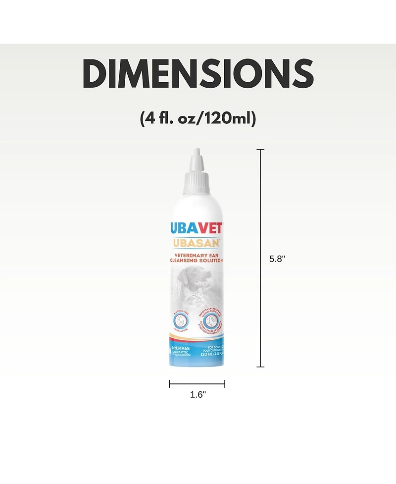 Ubavet Ubasan Ear Cleansing Solution for Dogs & Cats – (4 fl oz / 120ml)