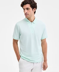 Alfani Men's Ottoman Short Sleeve Textured Quarter-Zip Polo Shirt