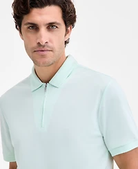 Alfani Men's Ottoman Short Sleeve Textured Quarter-Zip Polo Shirt