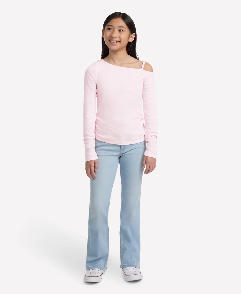 abercrombie kids Girls Asymmetrical Ruched Long Sleeve T-Shirt