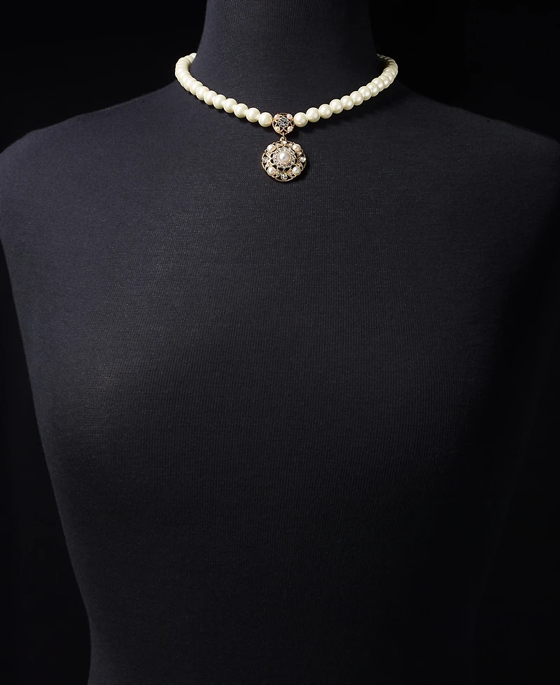 Crystal & Imitation Pearl Statement Pendant Necklace, 16" + 2" extender