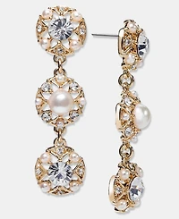 Crystal & Imitation Pearl Triple Drop Earrings