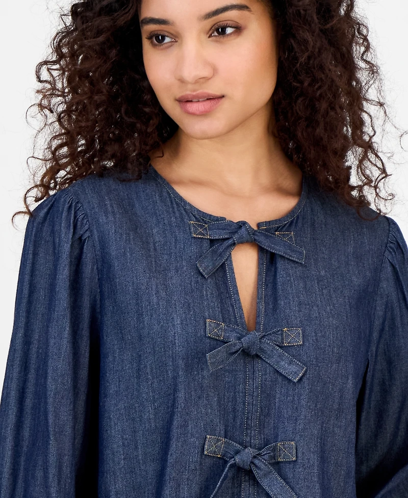 Nautica Jeans Women's Chambray Peplum-Hem Top