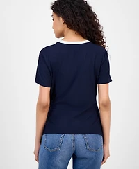 Nautica Jeans Women's Side-Gathered Short-Sleeve Top