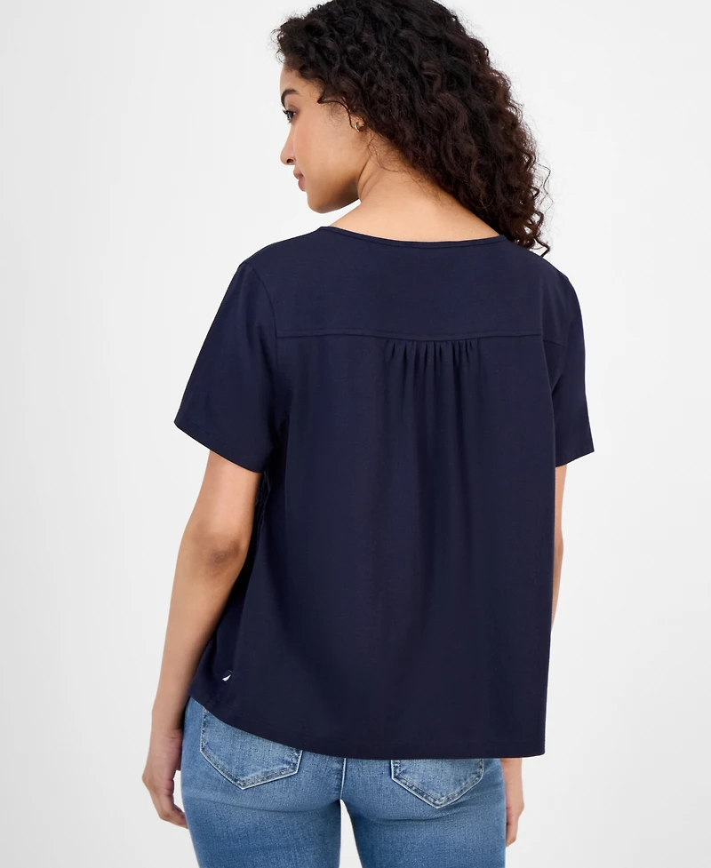 Nautica Jeans Women's Tie-Front Short-Sleeve Top