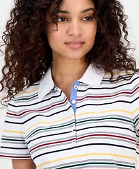 Nautica Jeans Women's Striped Short-Sleeve Polo Shirt