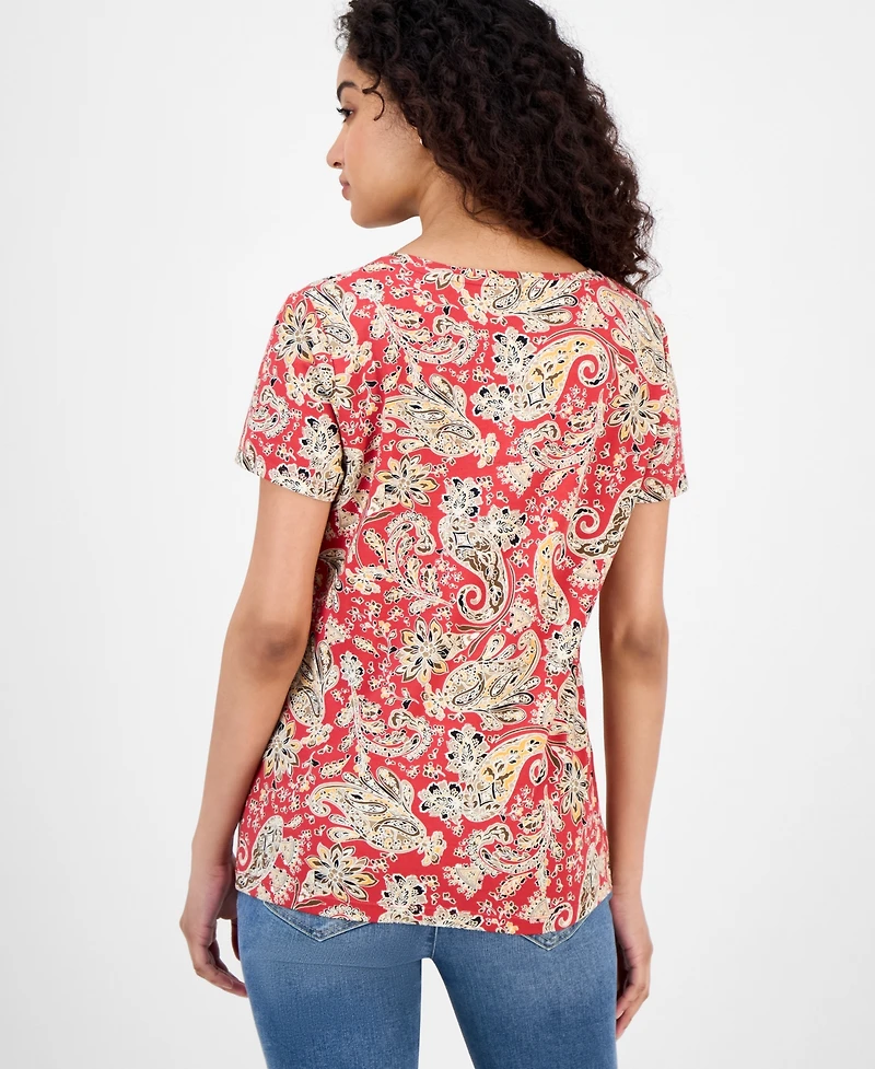 Nautica Jeans Women's Paisley-Print V-Neck T-Shirt