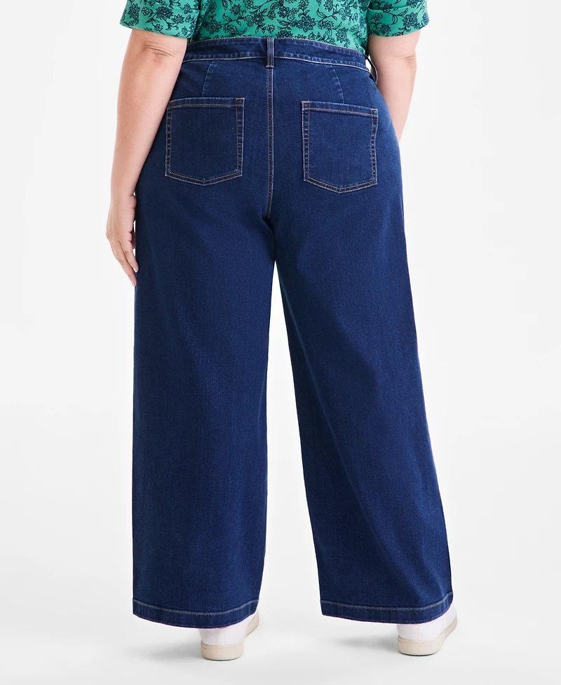 Style & Co Plus High Rise Wide-Leg Jeans, Macy's Exclusive