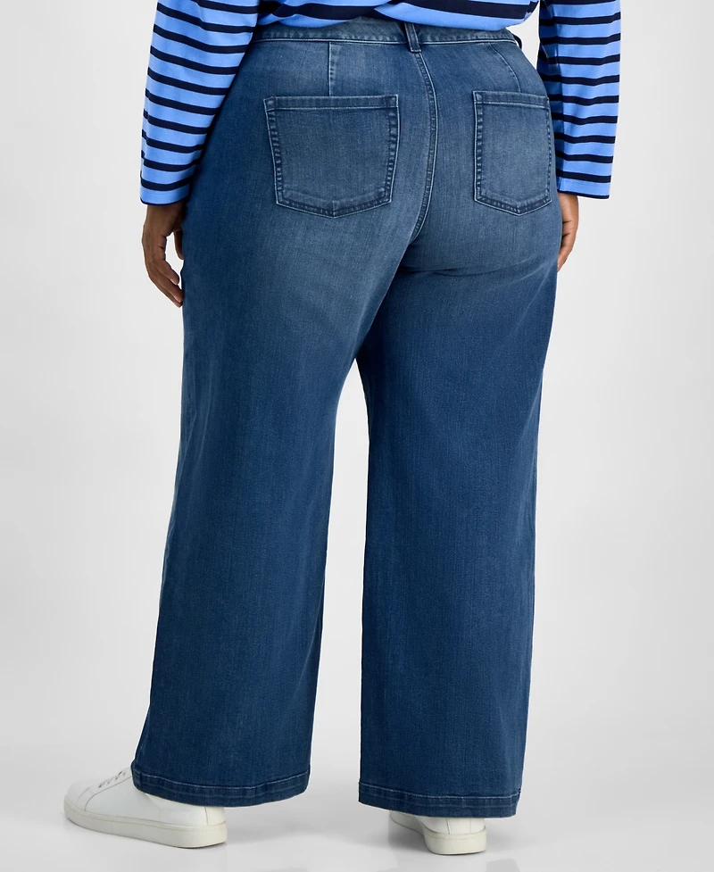 Style & Co Plus High Rise Wide-Leg Jeans, Macy's Exclusive
