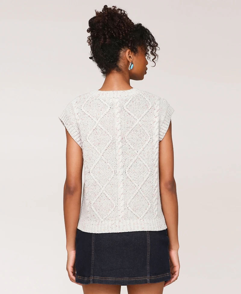 Avec Les Filles Women's Cable Knit Button-Front Vest