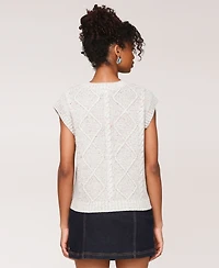 Avec Les Filles Women's Cable Knit Button-Front Vest