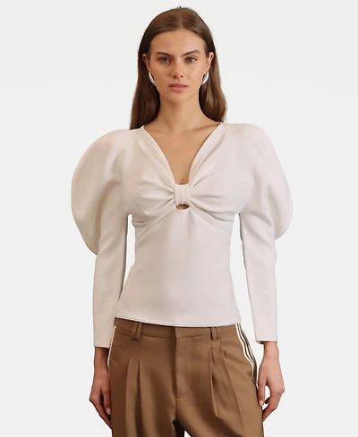 Avec Les Filles Women's Exaggerated-Sleeve Bow Top
