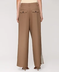 Avec Les Filles Women's High Rise Side-Stripe Pleat-Front Pants
