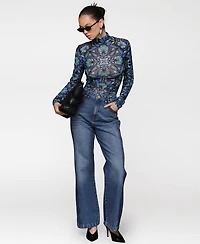 Avec Les Filles Women's Two-Tone Flared Jeans